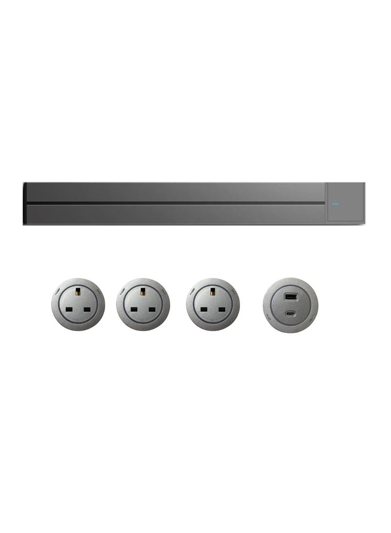 PowerTrack Set: 3-pin plugs (3pcs), 1 USB socket, 1 track (60cm) - Image 1