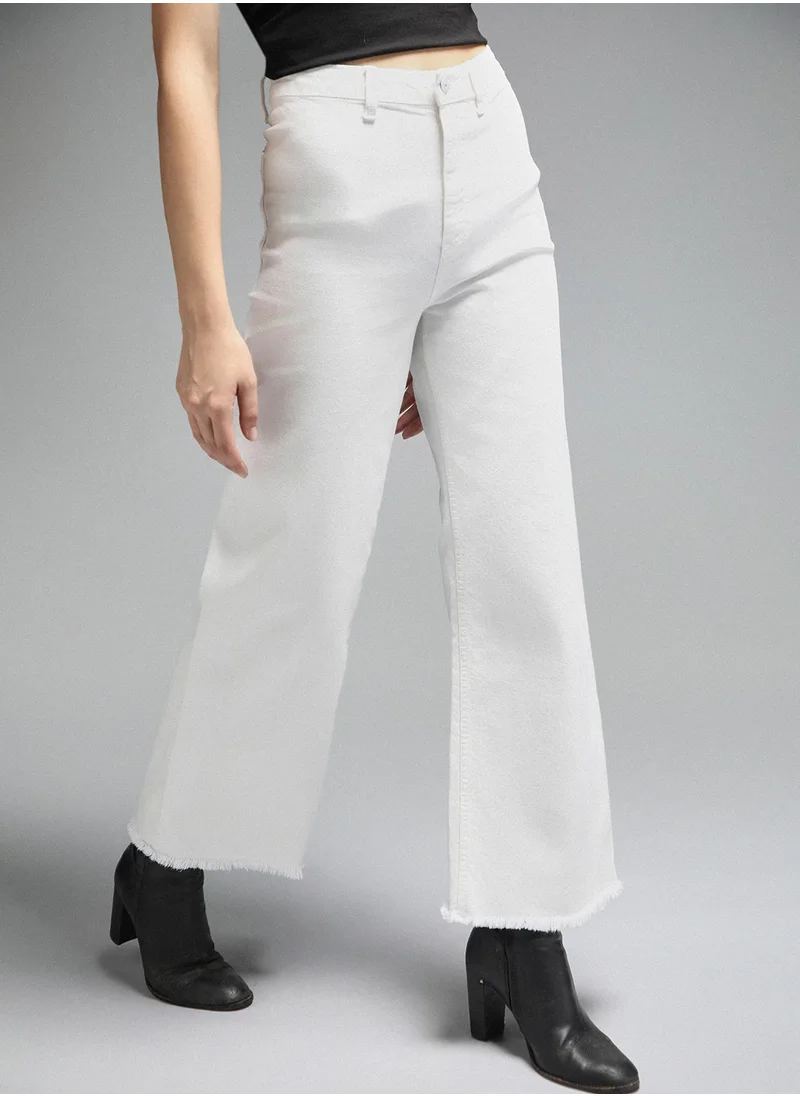 هاي ستار Straight Fit Ecru Jeans for Women