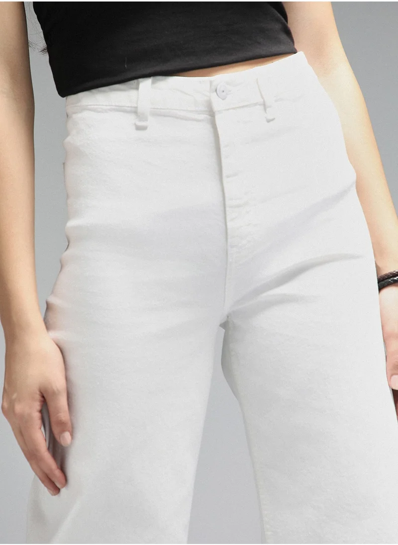 هاي ستار Straight Fit Ecru Jeans for Women