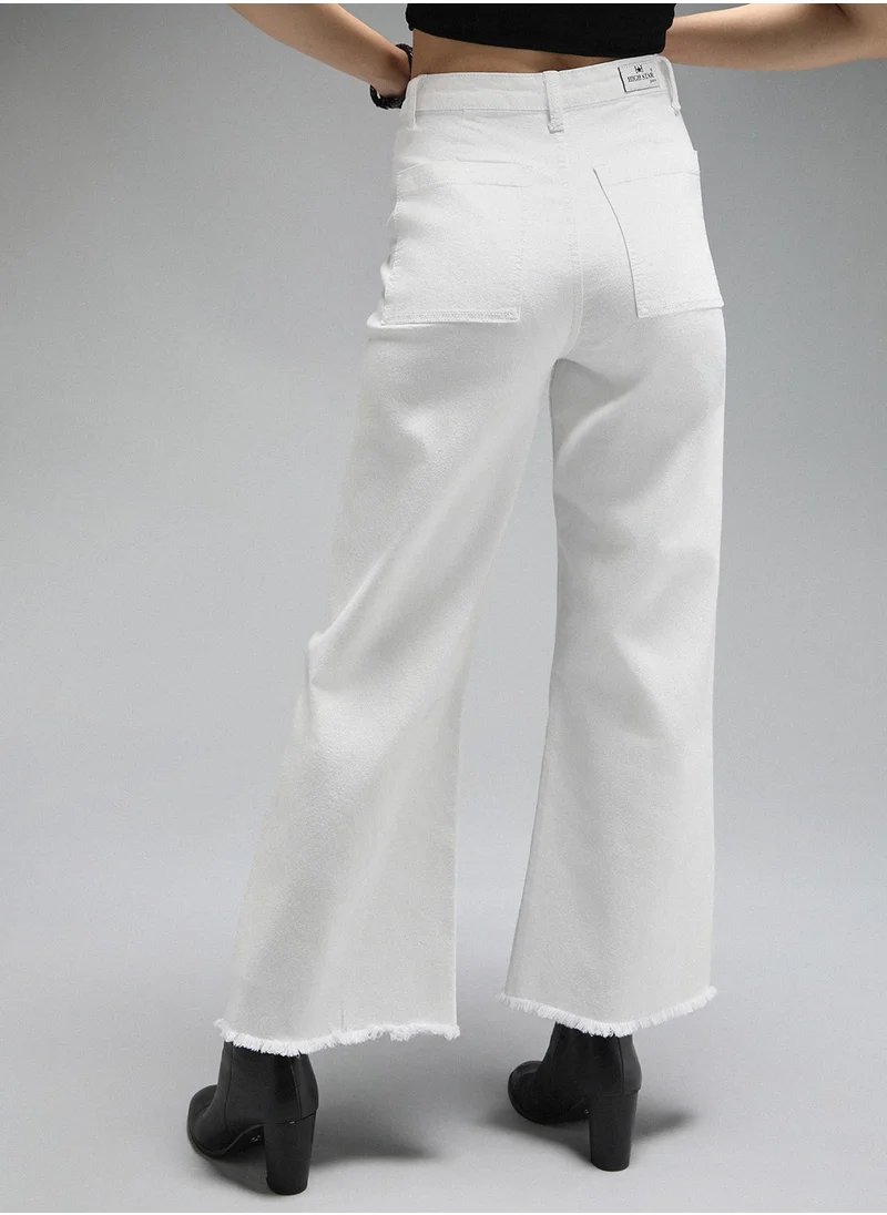 هاي ستار Straight Fit Ecru Jeans for Women