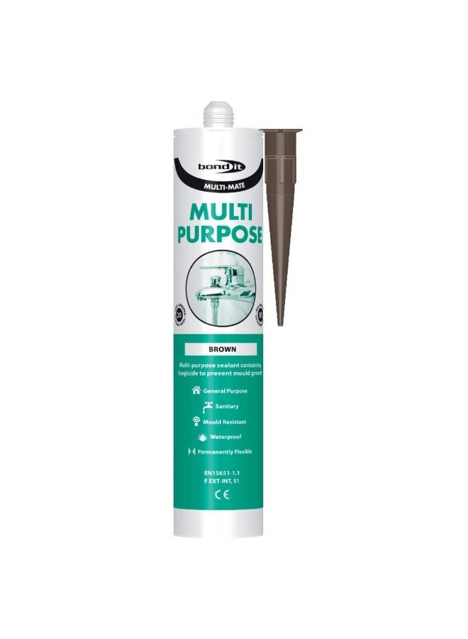 Bond It Bond-It Multi-Mate General Purphose Silicone - Sanitary, Mould Resistant, Water Proof, Permanently Flexible (Brown, EU3) - Image 1