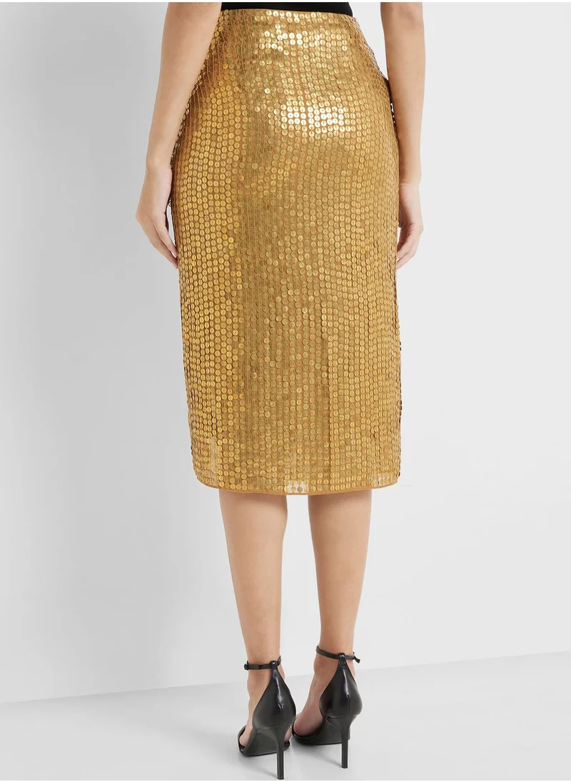 Ted Baker High Waist Sequin Detail Skirt