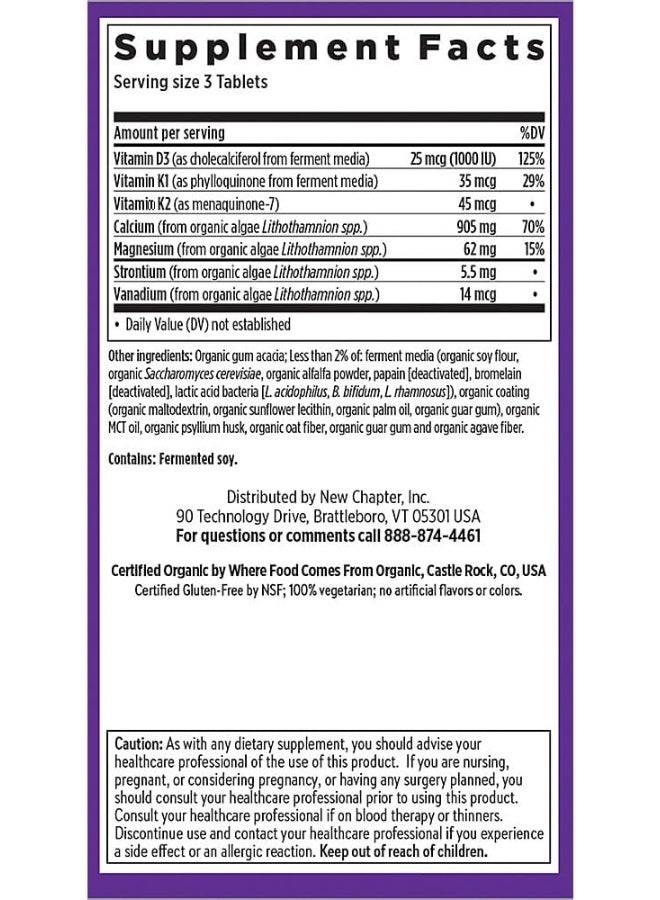 New Chapter Calcium Supplement with Vitamin K2 + D3 - Bone Strength - Image 2