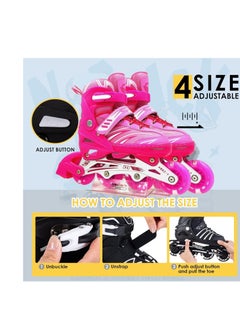 Draxon Roller skates for kids adjustable with light up wheels and tools To Convert It To Training Skates Fun Illuminating For Boys Girls Rollerskates for kids beginners, suitable for indoor outdoor (Model-302-Pink)  - Image 2