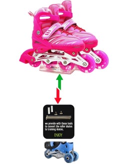 Draxon Roller skates for kids adjustable with light up wheels and tools To Convert It To Training Skates Fun Illuminating For Boys Girls Rollerskates for kids beginners, suitable for indoor outdoor (Model-302-Pink)  - Image 3