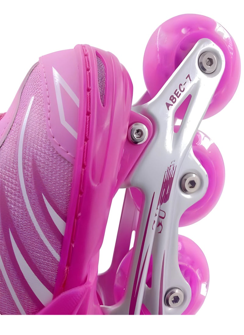 Draxon - Roller skates for kids adjustable with light up wheels and tools To Convert It To Training Skates Fun Illuminating For Boys Girls Rollerskates for kids beginners, suitable for indoor outdoor (Model-302-Pink) - Image 1