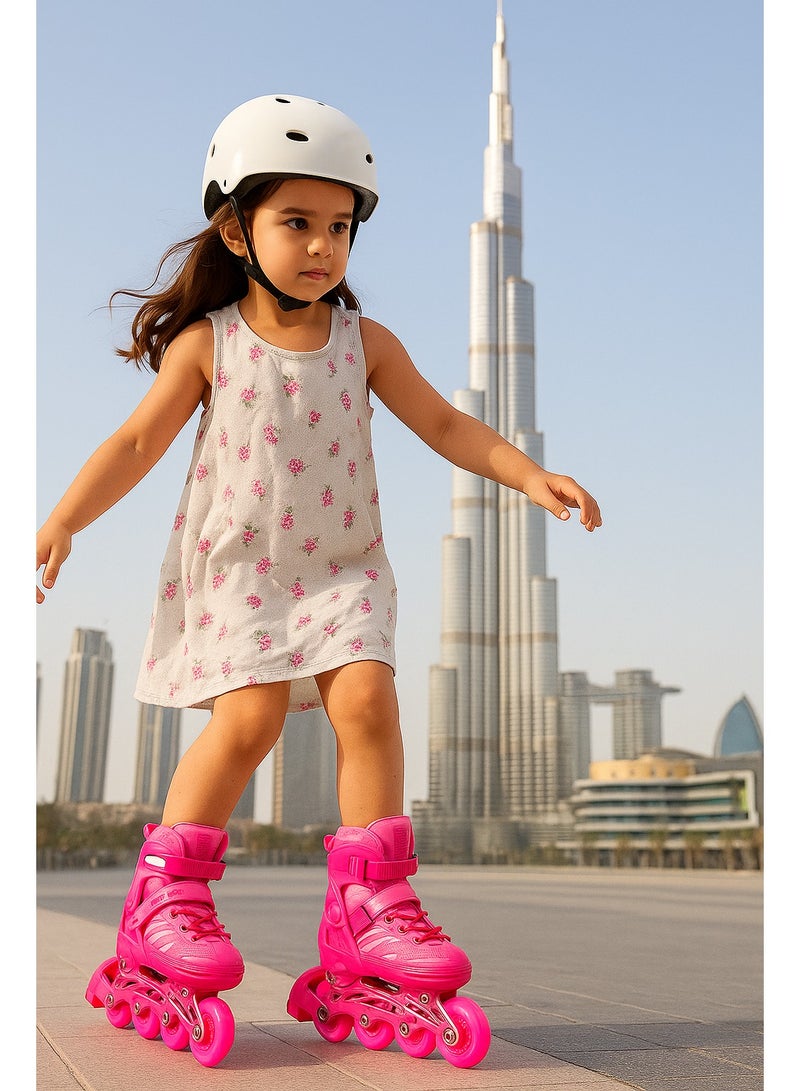 Draxon Roller skates for kids adjustable with light up wheels and tools To Convert It To Training Skates Fun Illuminating For Boys Girls Rollerskates for kids beginners, suitable for indoor outdoor (Model-302-Pink) - Image 2