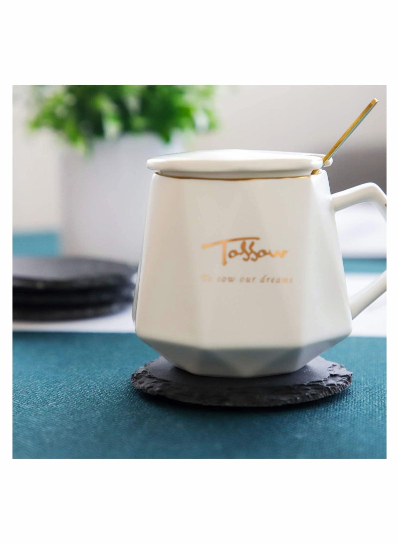 واي آند دي 4 Pieces Slate Coasters Inch Round Rustic Black Stone with Anti-Scratch Backing for Home Decoration, Bar Drinks, Kitchen, Any Style Table  - Image 5