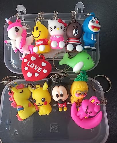 Gifting Square? Kids Cartoon Silicon Soft Rubber Keychain Multicolored (Mix Pack of 12) - Image 4