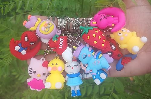 Gifting Square? Kids Cartoon Silicon Soft Rubber Keychain Multicolored (Mix Pack of 12) - Image 3