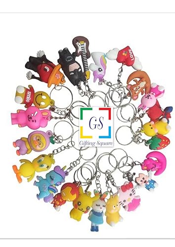 Gifting Square? Kids Cartoon Silicon Soft Rubber Keychain Multicolored (Mix Pack of 12) - Image 1