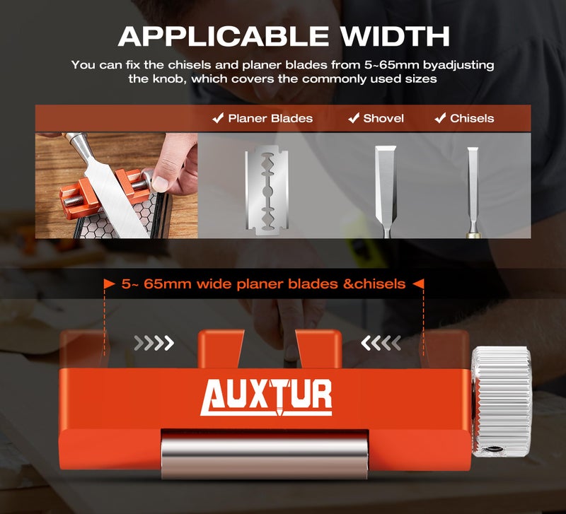 AUXTUR Sharpening Stone with Honing Guide Tool Set for Woodworking,Flattening Stone,Complete Sharpening System Woodworking Tools for Chisel Sharpening and Plane Restoration(guide+stone) - Image 5