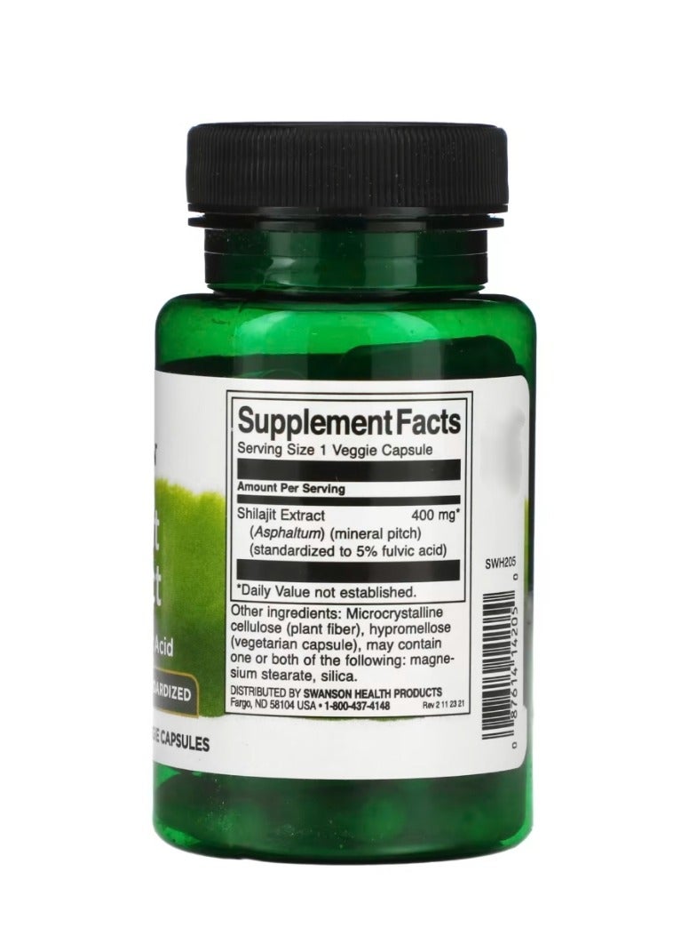 SWANSON Shilajit Extract Standardized 400 mg 60 Veggie Capsules - Image 2