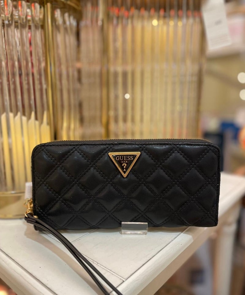 جيست محفظة نسائية كلاسيكية طويلة بشبكة ماسة، فتحة بسيطة، سعة كبيرة، لون أسود - Image 2