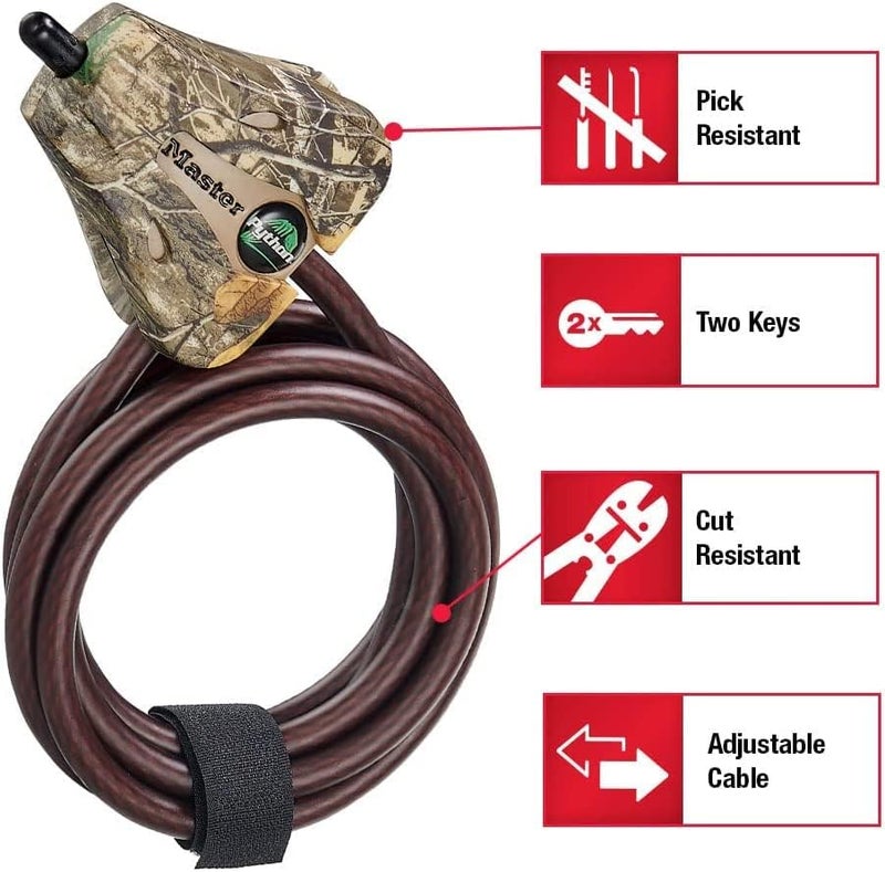 MasterLock - Python Adjustable Camouflage Cable Locks w/6 Keys, 8418KA CAMO 3-Pack - Image 4