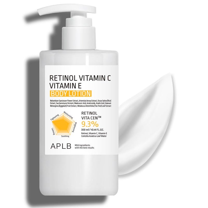 APLB Retinol Vitamin C Vitamin E Body Lotion | RETINOL VITA CENâ„¢ 9.3% 10.14 FL.OZ/Korean Skincare, Long lasting hydration, Wrinkle Care, Revitalize for gentle and improve skin texture - Image 1
