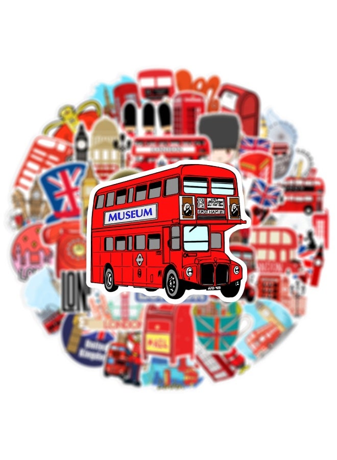 NIBEMINENT 50 Pcs British Style London Deco Kit Waterproof Stickers, High Definition Printing Bright Colors, Suitable for Laptop Skateboard Luggage Water Bottle Guitar DIY - Image 3