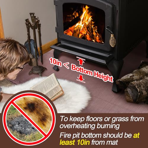 PAMASE Fire Pit Mat - 37.8x39.4in Fireproof Blanket for Under Fire Pit, Compatible with Solo Stove, Heat Resistant Rug for Outside Indoor Wooden Deck Grass Lawn Protection - Brown - Image 3