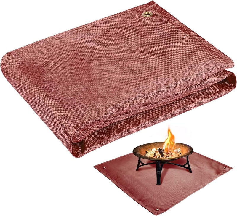 PAMASE Fire Pit Mat - 37.8x39.4in Fireproof Blanket for Under Fire Pit, Compatible with Solo Stove, Heat Resistant Rug for Outside Indoor Wooden Deck Grass Lawn Protection - Brown - Image 1