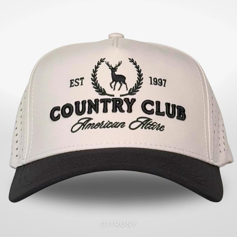 CITRUSY Athletic Trucker Golf Hat | Performance Mens 5 Panel Hat | Cool Breathable Waterproof Sweat Proof Workout Running Cap | Golf Accessories | A Frame Rope Snapback Adjustable Hat (Country Club | Black) - Image 2