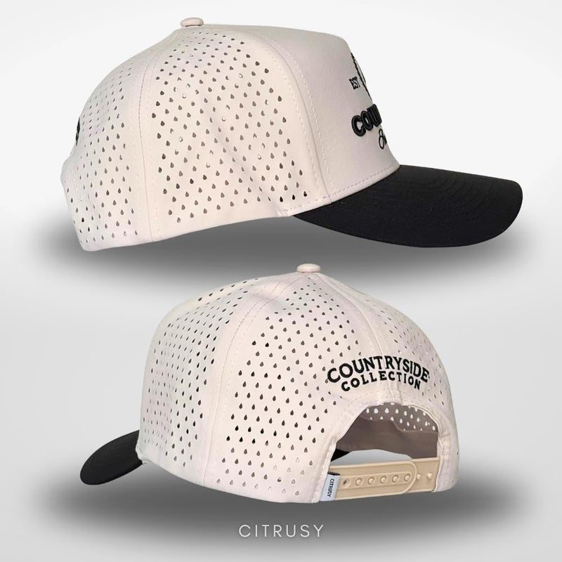 CITRUSY Athletic Trucker Golf Hat | Performance Mens 5 Panel Hat | Cool Breathable Waterproof Sweat Proof Workout Running Cap | Golf Accessories | A Frame Rope Snapback Adjustable Hat (Country Club | Black) - Image 3