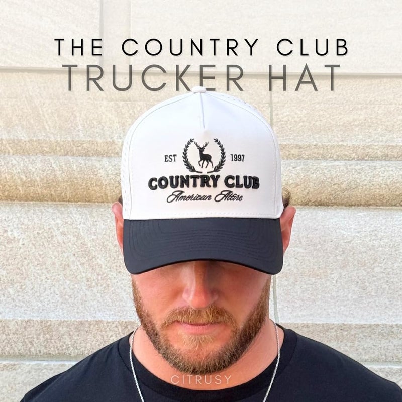 CITRUSY Athletic Trucker Golf Hat | Performance Mens 5 Panel Hat | Cool Breathable Waterproof Sweat Proof Workout Running Cap | Golf Accessories | A Frame Rope Snapback Adjustable Hat (Country Club | Black) - Image 4