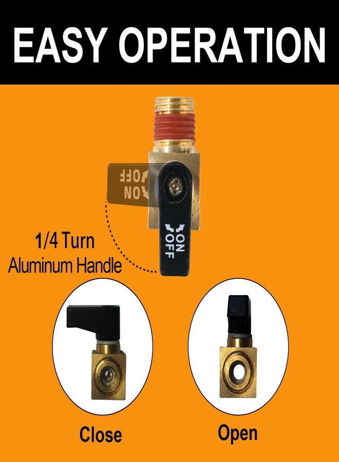 SUNROAD 5-Pack Ball Drain Valve SUNROAD Brass Mini Ball Valve, 1/4 Inch NPT Male for Air Compressor with Thread Seal Tape - Image 4