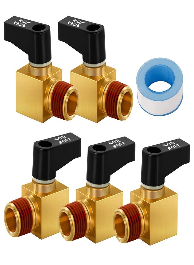 SUNROAD 5-Pack Ball Drain Valve SUNROAD Brass Mini Ball Valve, 1/4 Inch NPT Male for Air Compressor with Thread Seal Tape - Image 1