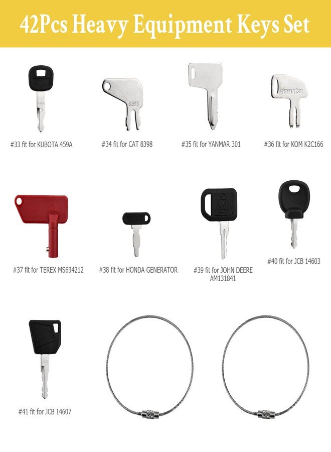 Tecreddy 42 Heavy Equipment Keys Master Set Construction Ignition Key for Cat Caterpillar Case JD John Deere Hyster Komatsu Kubota Daewoo Takeuchi Ford New Holland Volvo JCB Keys Heavy Equipment - Image 4