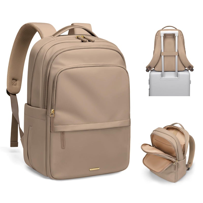 GOLF SUPAGS Multifunctional Laptop Backpack for Work Travel Leisure WaterResistant Multiple Compartments Business Backpack for Women Fits 156 Inch Notebook Champagne - Image 2
