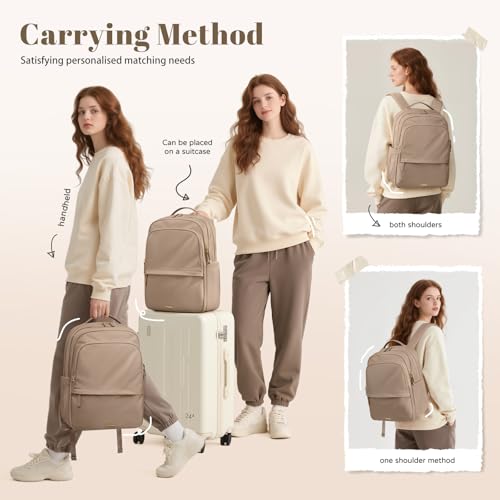 GOLF SUPAGS Multifunctional Laptop Backpack for Work Travel Leisure WaterResistant Multiple Compartments Business Backpack for Women Fits 156 Inch Notebook Champagne - Image 3