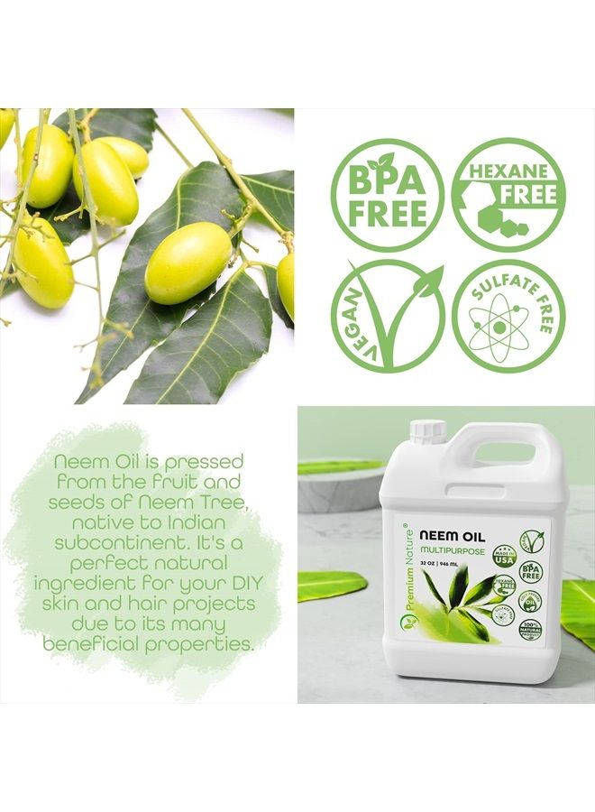 Premium Nature زيت النيم للنباتات للزراعة الداخلية والخارجية، زيت نيم نقي غير مكرر، عبوة إعادة تعبئة لرذاذ زيت النيم، رذاذ زيت النيم للنباتات الداخلية، كعكة النيم، زيت النيم العضوي للبشرة، زيت النيم للشعر، زيت النيم 16 أونصة - Image 2