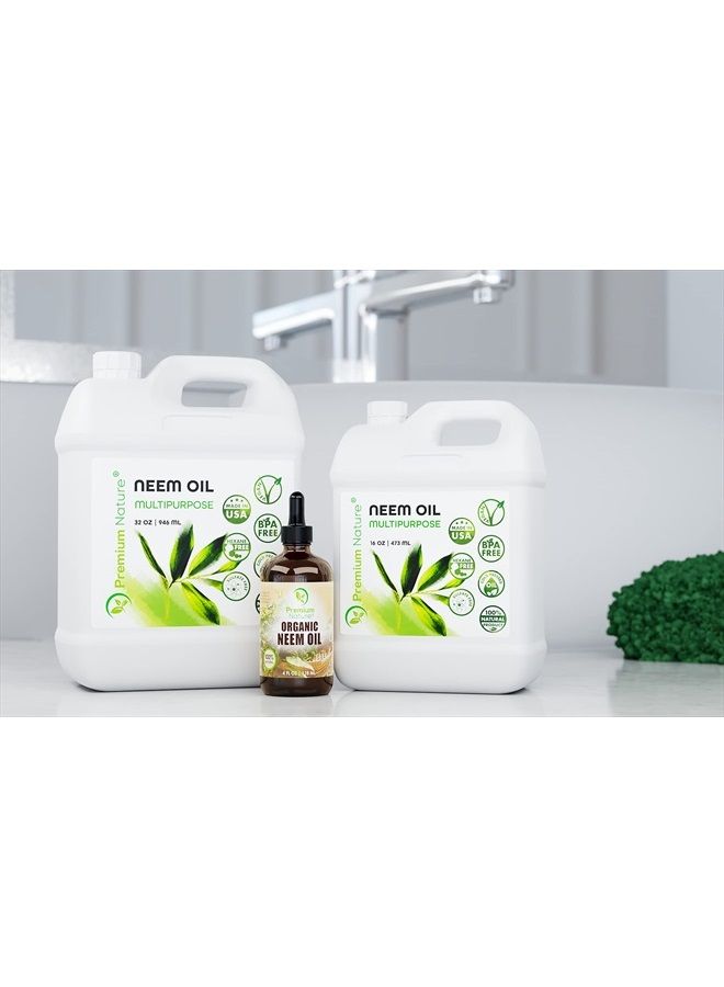 Premium Nature زيت النيم للنباتات للزراعة الداخلية والخارجية، زيت نيم نقي غير مكرر، عبوة إعادة تعبئة لرذاذ زيت النيم، رذاذ زيت النيم للنباتات الداخلية، كعكة النيم، زيت النيم العضوي للبشرة، زيت النيم للشعر، زيت النيم 16 أونصة - Image 5