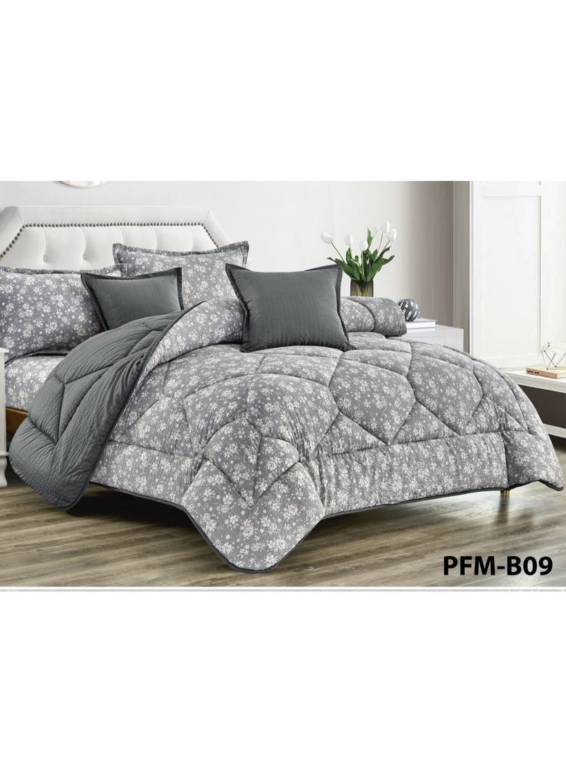 New floral-patterned microfiber single bed set (4 pieces), size 160 x 210 cm.