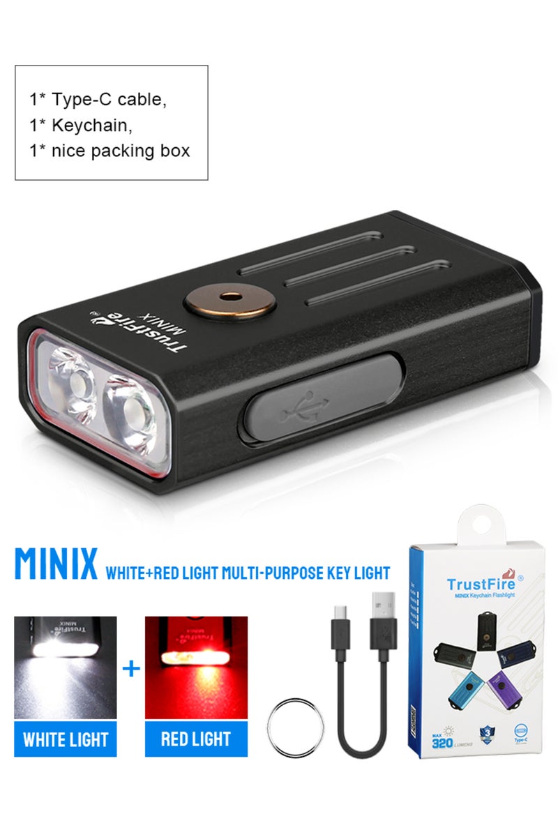 Li-Polymer Battery black wihte and RED Trustfire Minix Mini EDC Flashlight Keychain 320LM 365nm Uv L