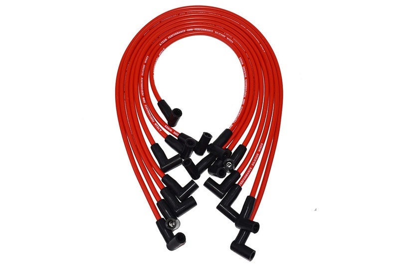 A-Team Performance - 8.0mm Red Silicone Spark Plug Wires - Compatible with Chevrolet SBC Small Block GMC Under The Exhaust Wires HEI 283 305 307 327 350 400 - Image 1