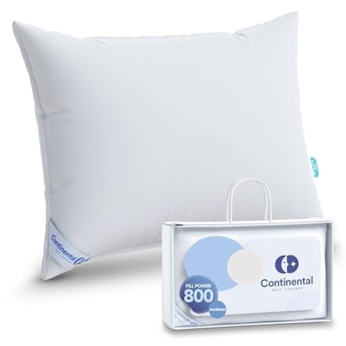 Continental Bedding 100 Siberian Goose Down Pillow 800 Fill Power Medium King White