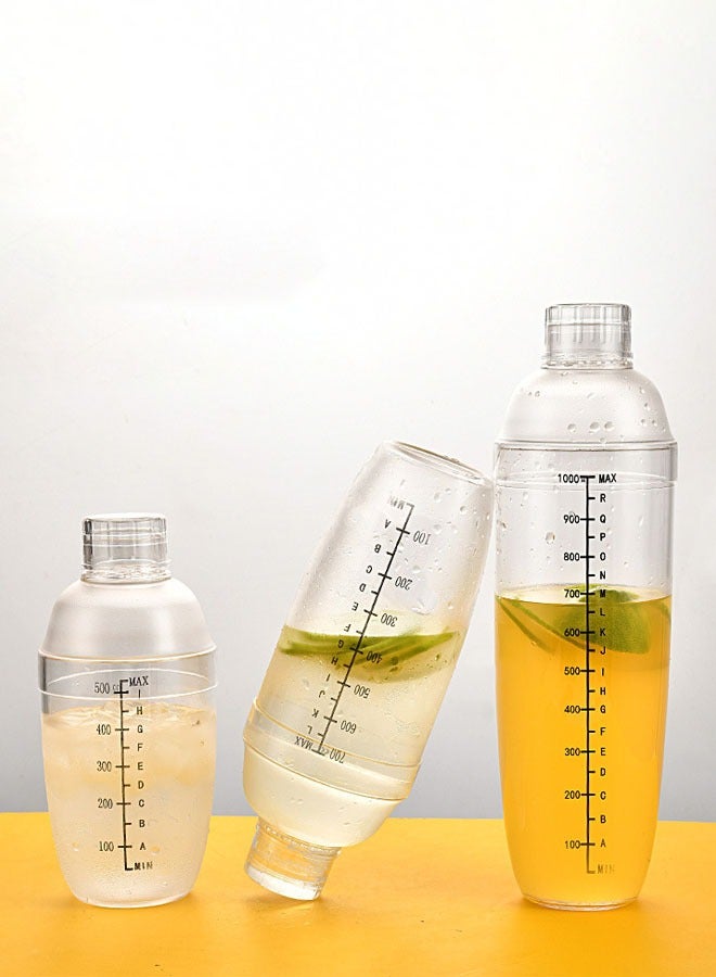 Hanayo Coffee Transparent Shaker 1000ML Cocktail Shaker Cup with Scale Plastic Cocktail Shaker Hand Drink Mixer Tea Shaker Cup for Home Bar Multifunctional Tool(Clear) - Image 3