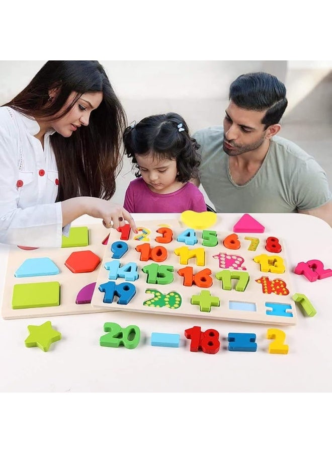 QZMTOY ألغاز خشبية QZMTOY للأطفال الصغار، ألغاز خشبية للأبجدية والأرقام والأشكال، ألعاب تعليمية للأطفال، 3 في 1 ألغاز للأطفال الصغار، العمر 3+ (مجموعة من 3) - Image 3