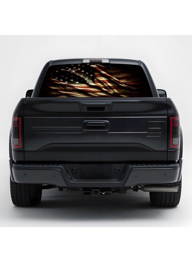 Tobethay Rear Window Decals for Trucks - 65x17.3 in Back Window American Flag Decals Fit Most Pickup Trucks SUV, Vinyl Back Window Decal Truck Rear Window Graphics for Personalized - Image 1