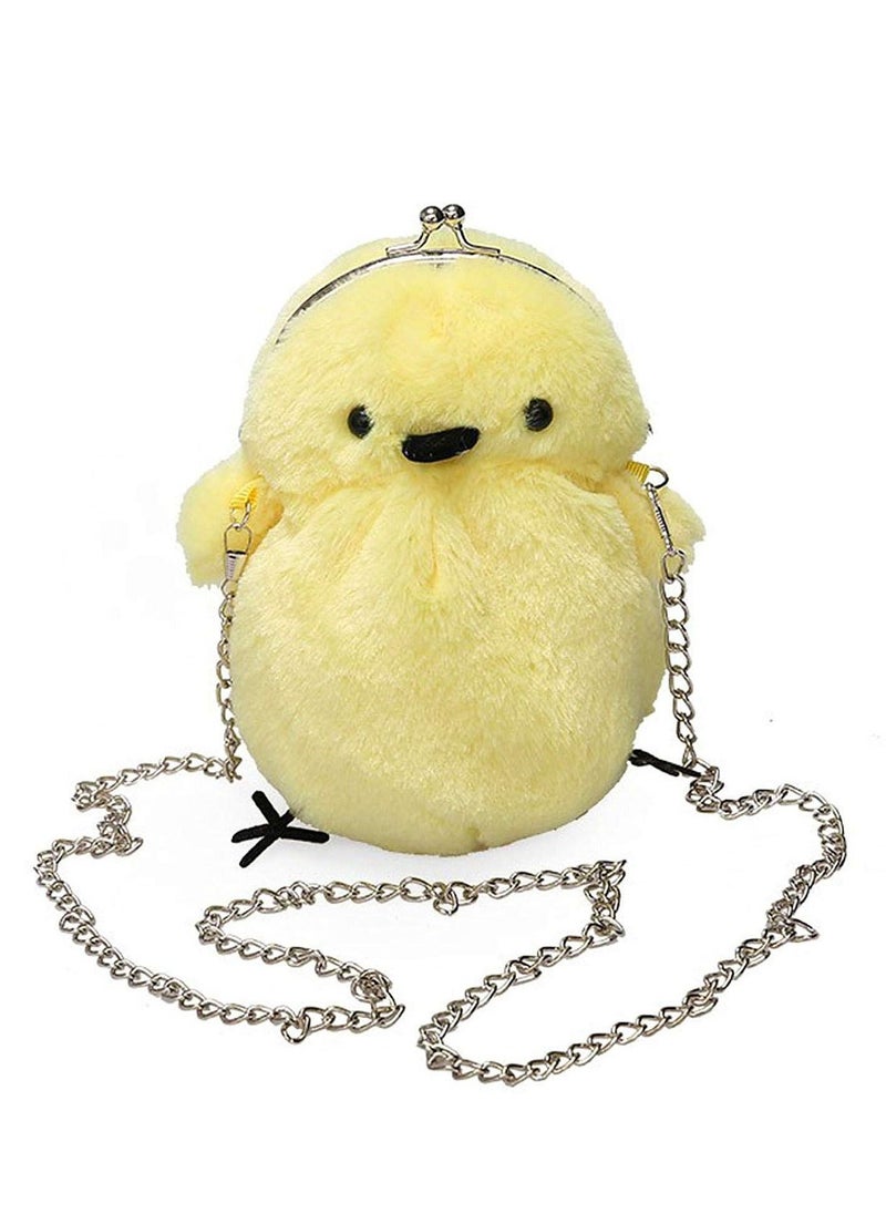 SYOSI Women Cute Plush Crossbody Bag, Cute Chick Purse Crossbody Fluffy Fur Coin Wallet Chain Pouch, Chic Small Shoulder Purse Cell Phone Wallet for Girls Yellow  - Image 1
