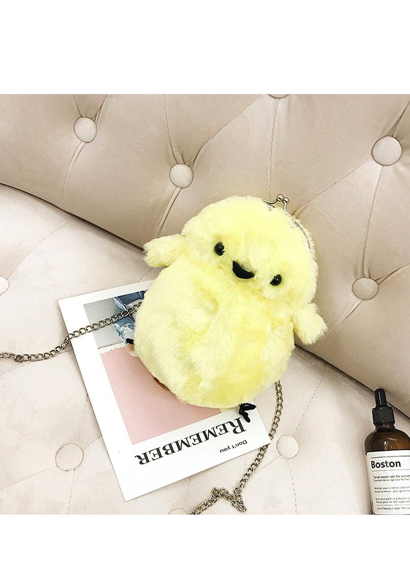 SYOSI Women Cute Plush Crossbody Bag, Cute Chick Purse Crossbody Fluffy Fur Coin Wallet Chain Pouch, Chic Small Shoulder Purse Cell Phone Wallet for Girls Yellow  - Image 3