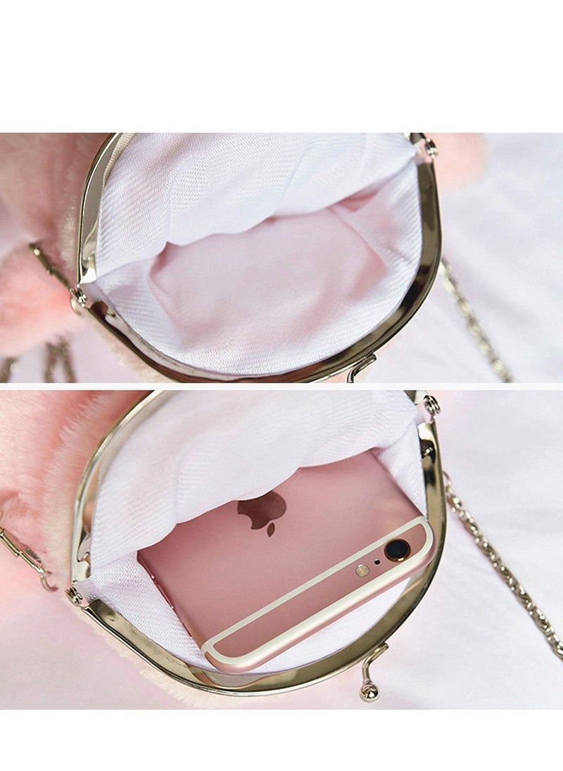 SYOSI Women Cute Plush Crossbody Bag, Cute Chick Purse Crossbody Fluffy Fur Coin Wallet Chain Pouch, Chic Small Shoulder Purse Cell Phone Wallet for Girls Yellow  - Image 4