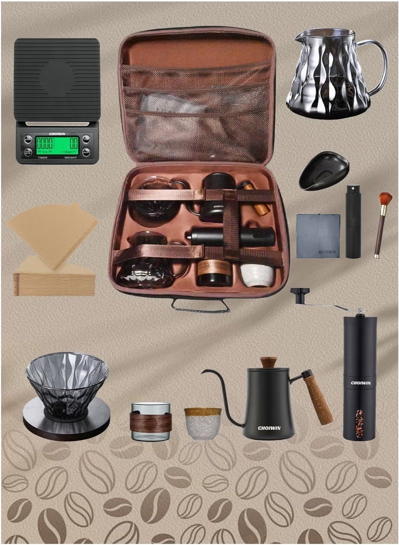 V60 Pour Over Coffee Maker Set With Carry Case Black 600ml - Image 1