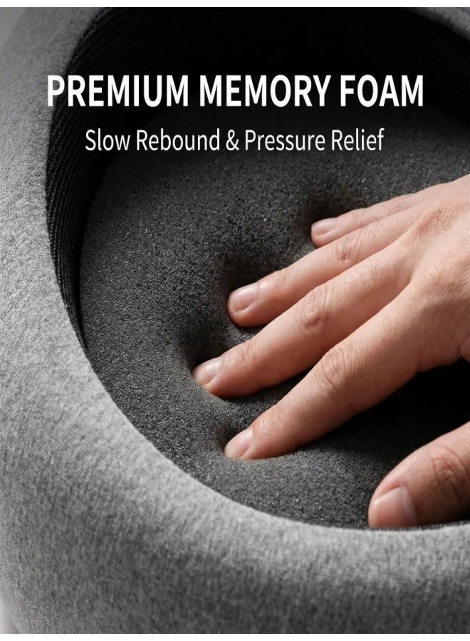 Memory Foam Hooded Neck Pillow Adjustable U Shape Travel Support - Image 5