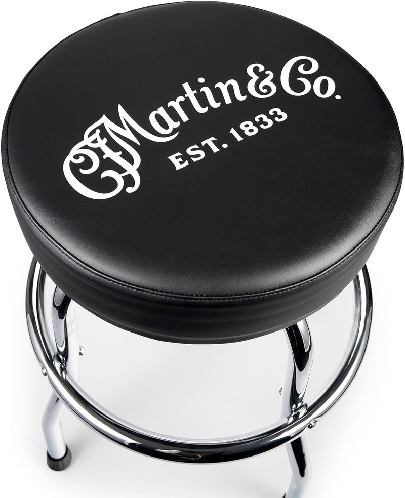 Martin Chrome Bar Stool with Padded Seat and Co Logo - 360° Swivel, 24.25" Height, Heavy Duty Chrome Base - Image 3