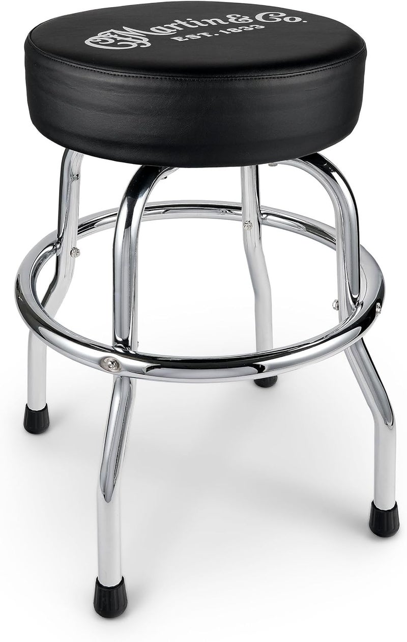Martin Chrome Bar Stool with Padded Seat and Co Logo - 360° Swivel, 24.25" Height, Heavy Duty Chrome Base - Image 1