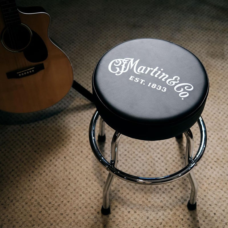 Martin Chrome Bar Stool with Padded Seat and Co Logo - 360° Swivel, 24.25" Height, Heavy Duty Chrome Base - Image 2
