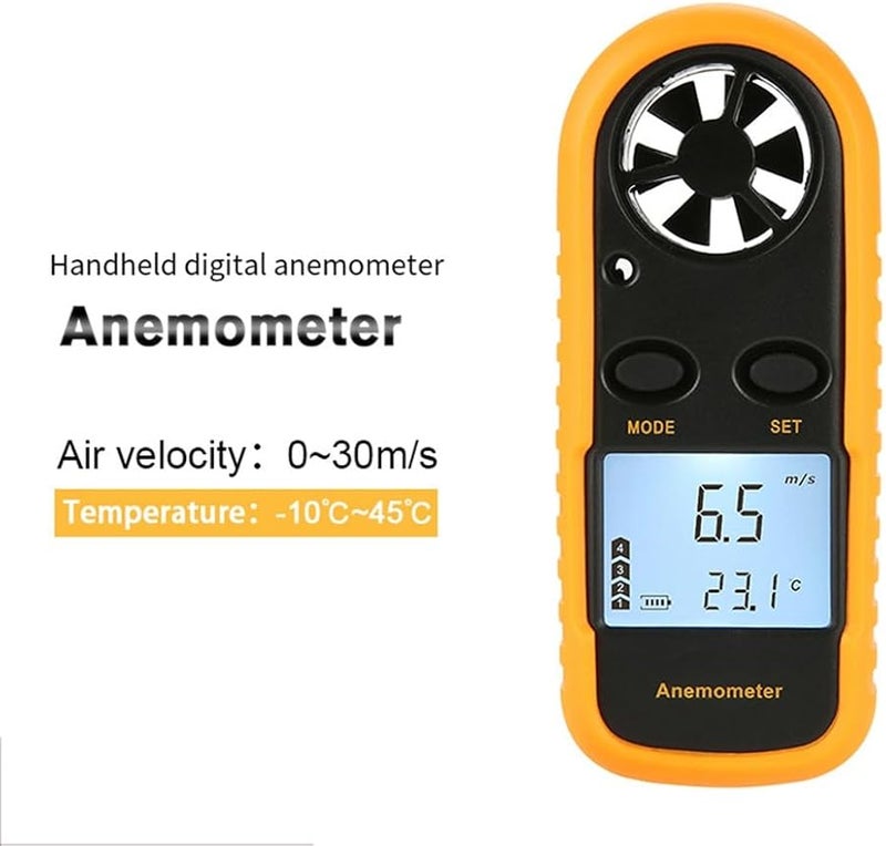 مقياس شدة الرياح الرقمي الصناعي بشاشة مضاءة باللونين الأصفر والأسود - Image 5