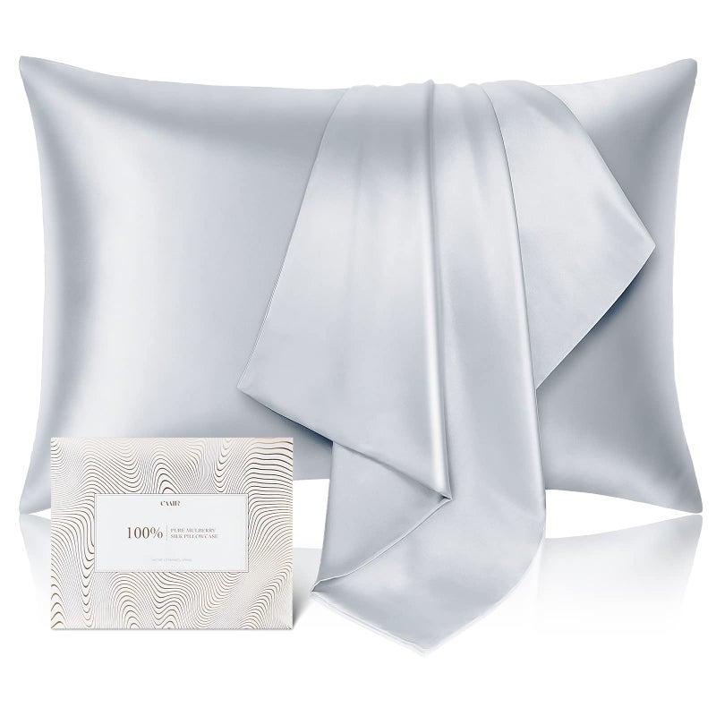 100 Pure Mulberry Silk Pillowcase for Hair and Skin  Allergen Resistant Dual Sides600 Thread Count Silk Bed Pillow Cases with Hidden Zipper1pcKing SizeGray
